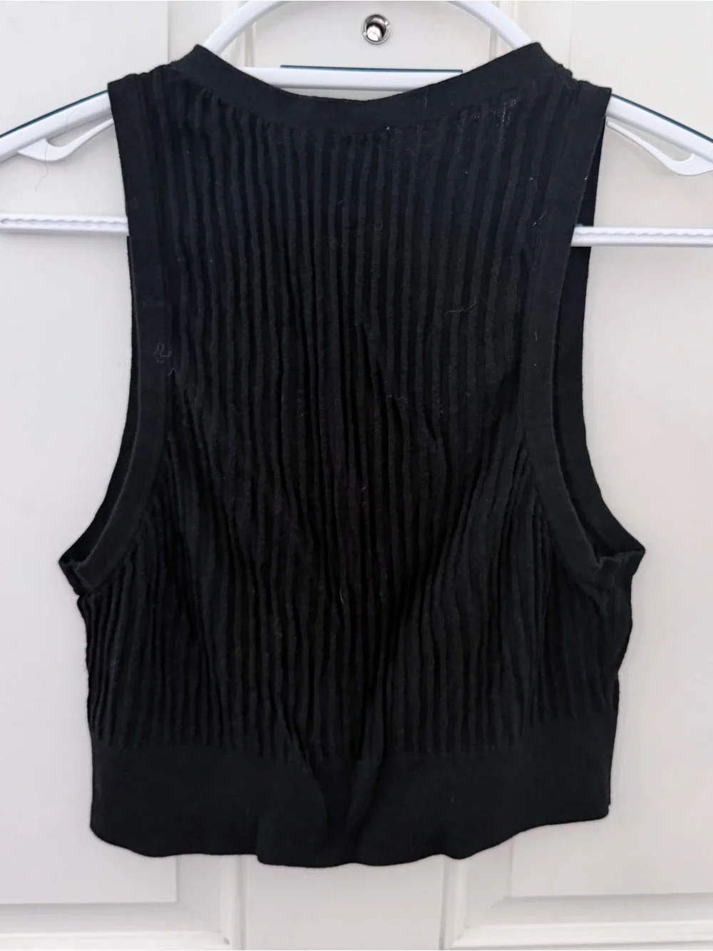 Free People Saturday Morning Crop Top L | Black Ribbed